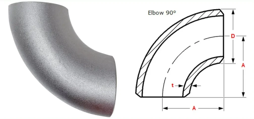 90° Butt Weld Elbow Diagram