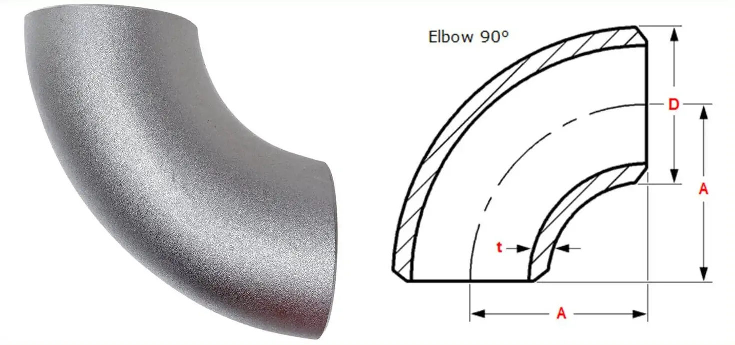 90° Butt Weld Elbow Diagram